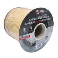 Garnitură etanșare cauciuc EPDM autodezivă, profil D (9 x 6 mm), alb, 100 m
