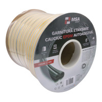 Garnitură etanșare cauciuc EPDM autodezivă, profil D (9 x 6 mm), gri, 100 m