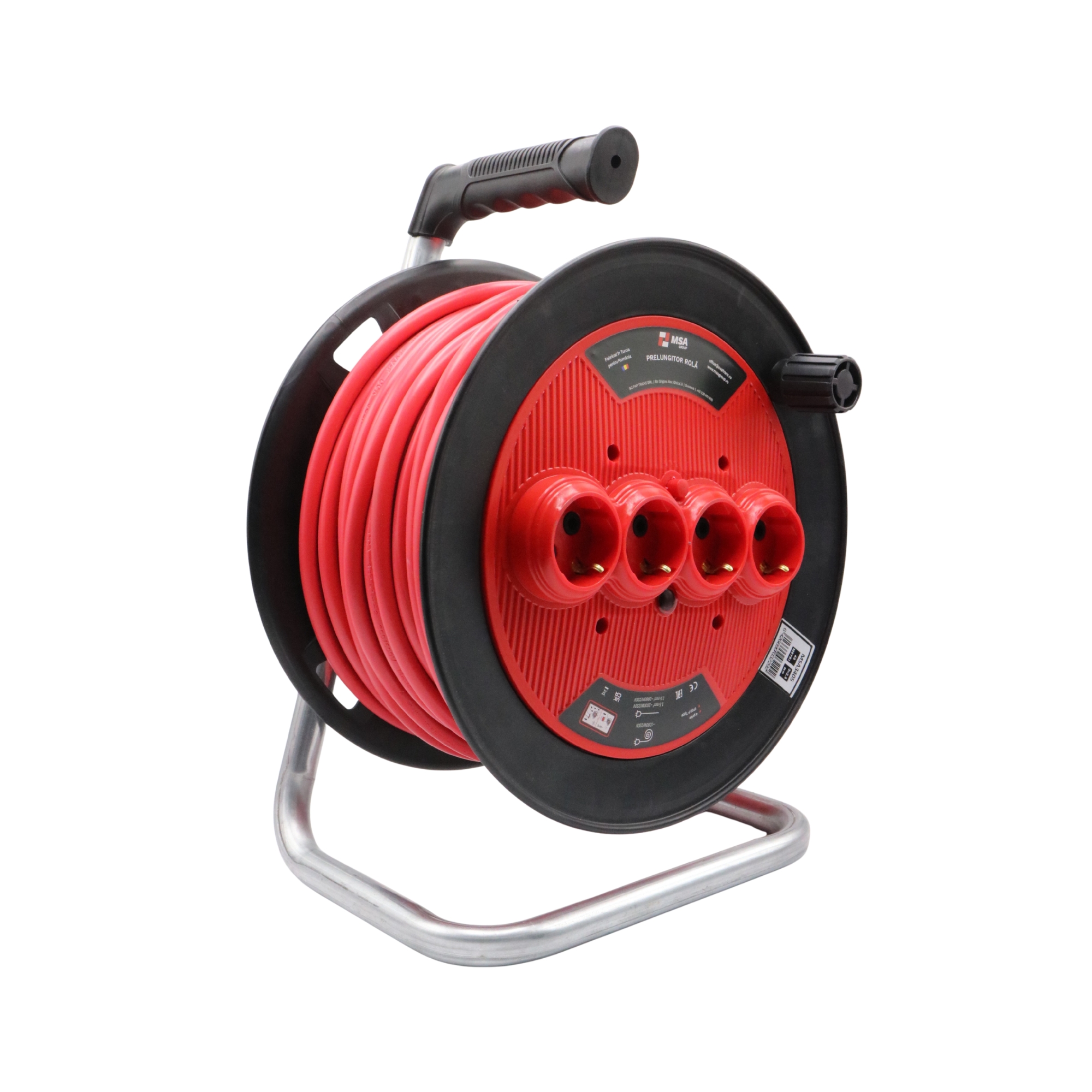 Prelungitor electric pe tambur MSA 3 x 2,5 mm, 50 m, 4 prize 230V IP20 – MSA3406