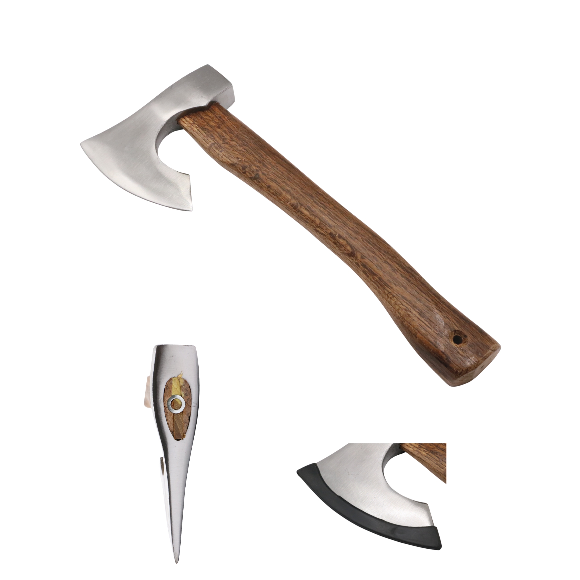 Topor forjat camping, lungime 37 cm lamă 14 cm, cu coadă din lemn masiv, MSA3415