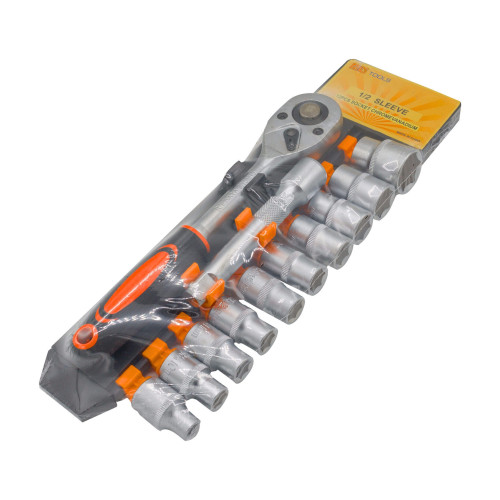 Set chei tubulare 1/2" cu clichet și prelungitor 12 piese, MLG TOOLS, MSA529