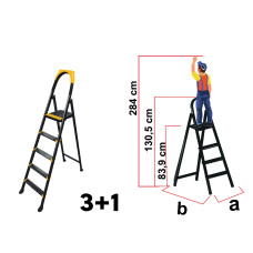 Scară metalică Hope Step, 3+1 trepte, platformă superioară, structură solidă, 150kg