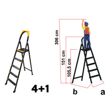 Scară metalică Home Step, 4+1 trepte, platformă superioară, structură solidă, 150kg