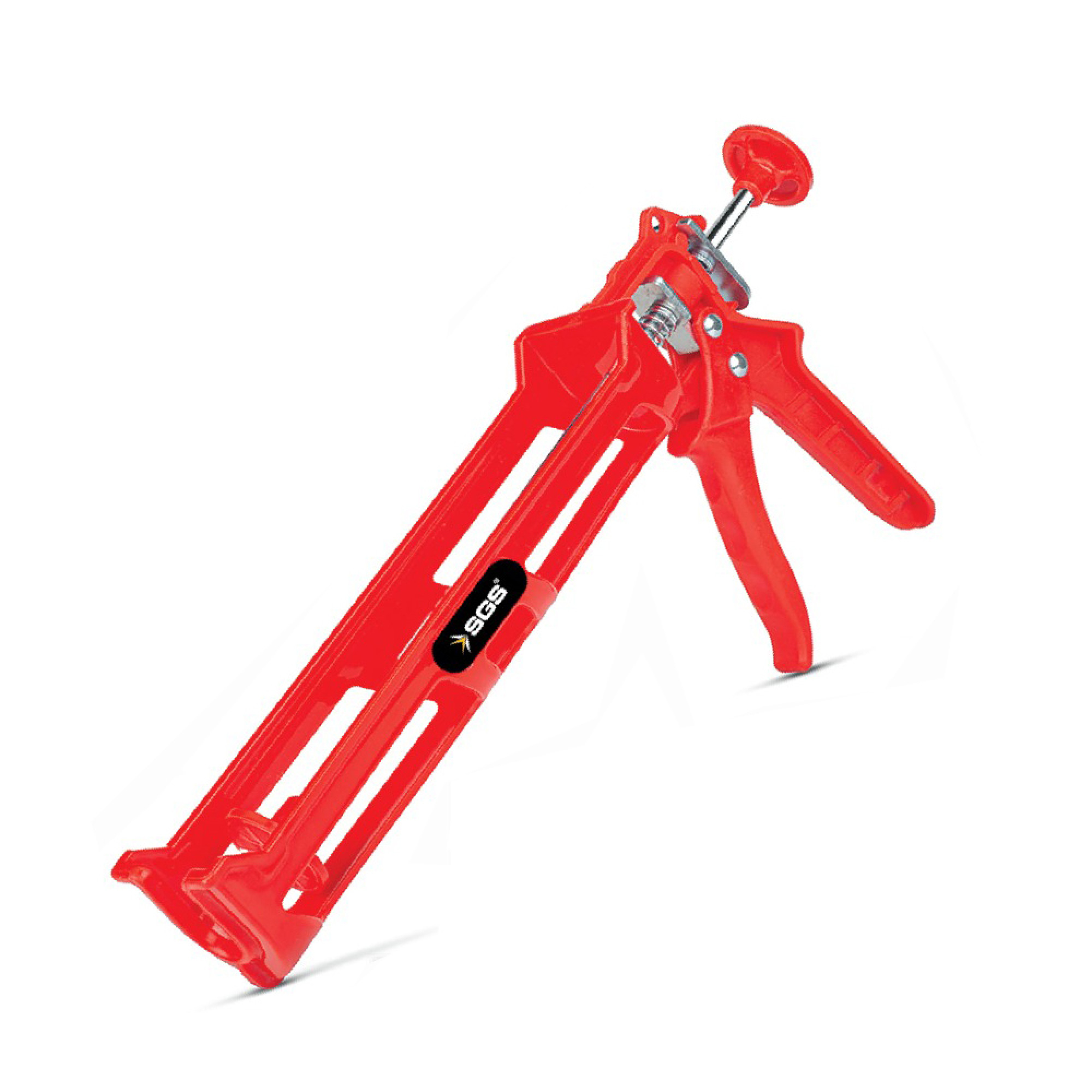 Pistol silicon profesional, corp plastic roșu, tijă cromată