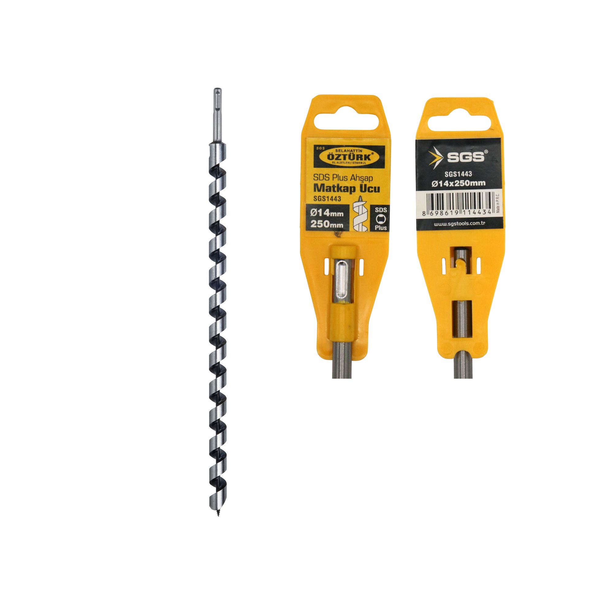 Burghiu lemn SDS-Plus SGS Ø14 x 250 mm, spirală cu vârf autofiletant, pentru bormașină