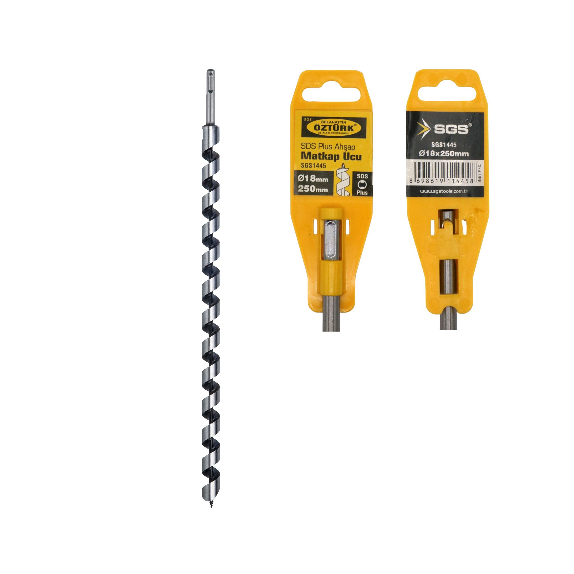 Burghiu lemn SDS-Plus Ø18 x 250 mm, spirală cu vârf autofiletant, pentru bormașină, SGS