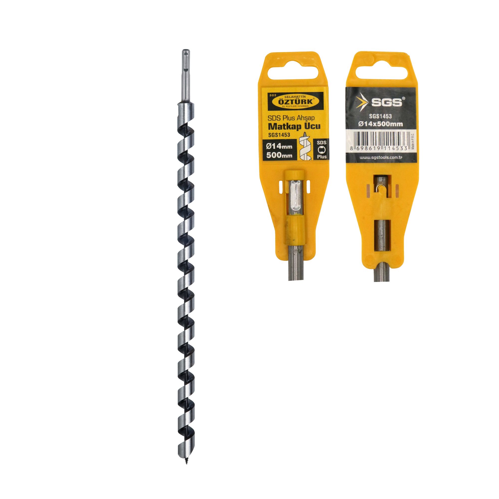 Burghiu lemn SDS-Plus Ø14 x 500 mm, spirală cu vârf autofiletant, pentru bormașină, SGS