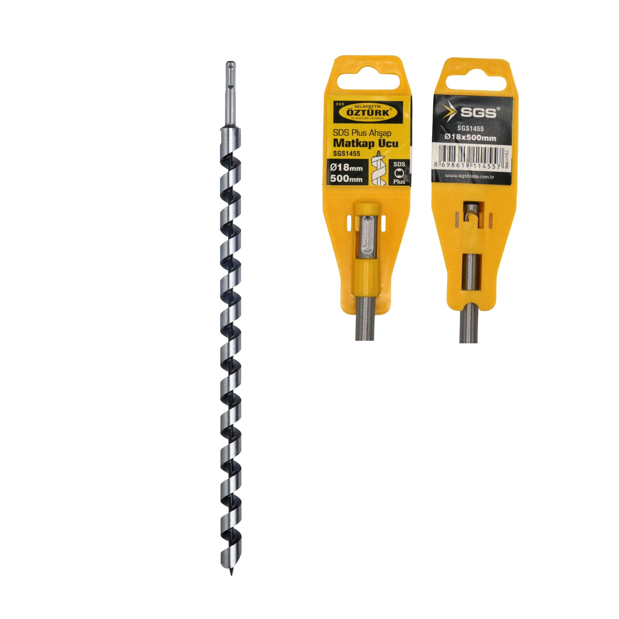 Burghiu lemn SDS-Plus SGS Ø18 x 500 mm, spirală cu vârf autofiletant, pentru bormașină