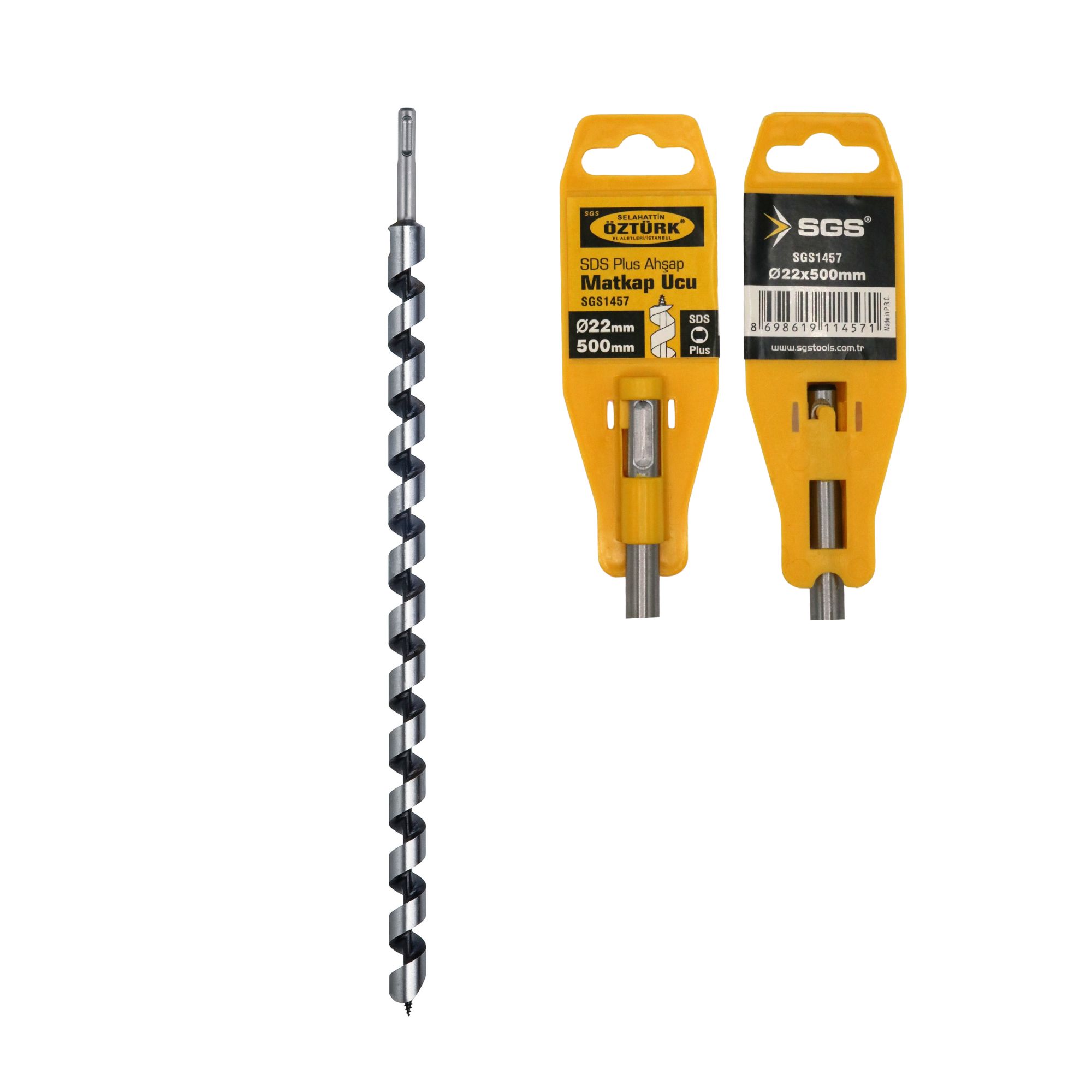 Burghiu lemn SDS-Plus Ø22 x 500 mm, spirală cu vârf autofiletant, pentru bormașină, SGS