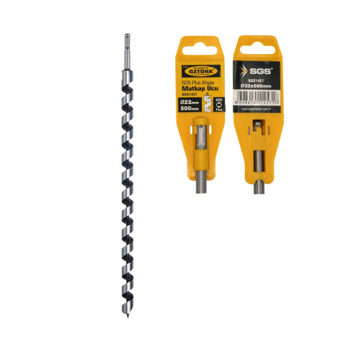 Burghiu lemn SDS-Plus Ø22 x 500 mm, spirală cu vârf autofiletant, pentru bormașină, SGS