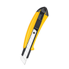 Cutter Plastic Dur cu Sistem de Blocare, Lama 18MM, Suport culisant cromat Galben/Negru, SGS