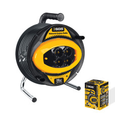 Prelungitor electric pe tambur, 20 m, 3 x 2.5 mm, 4 prize, corp ranforsat