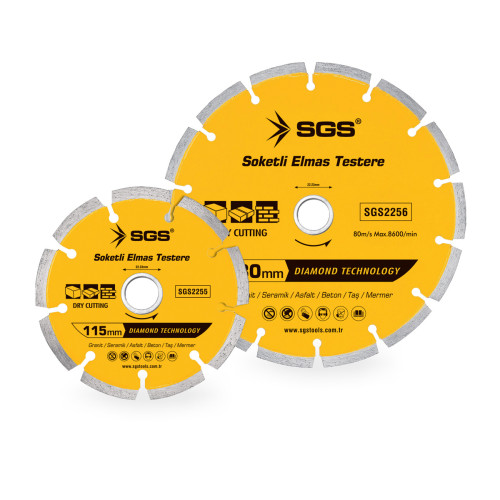 Disc diamantat segmentat SGS2255, 115 mm x 22,23 mm, tăiere granit, ceramică, asfalt, beton, piatră, marmură, 13000Rpm, SGS