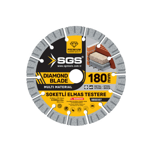 Disc Diamantat Segmentat Profesional SGS 180 mm – Multi-Material, pentru Beton, Granit, Cărămidă și Metal, Prindere Ø22.23 mm