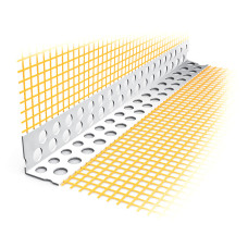 Colțar PVC cu plasă pentru termosistem, 2,5 m – protecție colțuri și armare - SGS