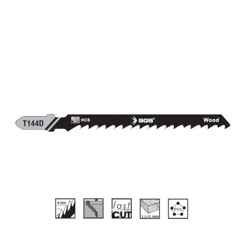 Set 5 pânze decupaj T144D pentru lemn 100 x 7.5 mm, HCS, pas dinți 4 mm