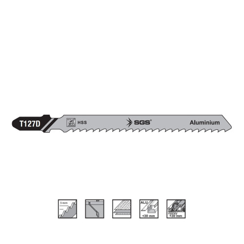 Set 5 pânze decupaj T127D pentru aluminiu 100 x 7.9 mm, HSS, pas dinți 3 mm