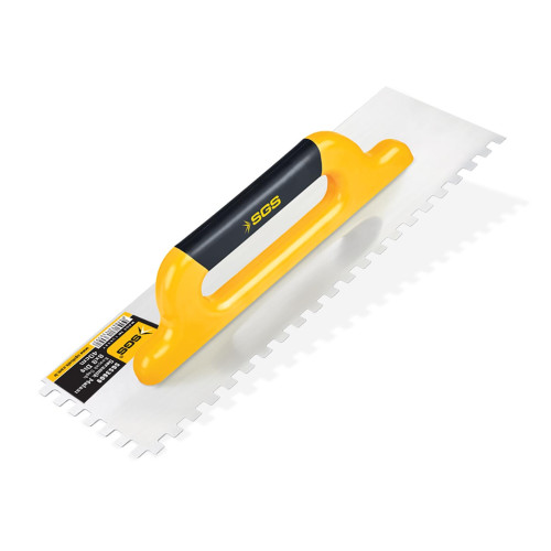 Gletieră dințată profesională, 40 cm / 8 x 8 mm, oțel polisat 0.7 mm, mâner deschis cauciucat ergonomic