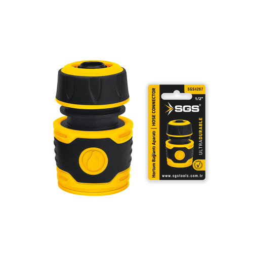 Conector dublu furtun 1/2”, plastic rezistent, etanșare sigură