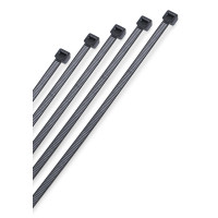 Coliere plastic negre 4,8 x 380 mm, 100 bucăți – Nylon 6.6, rezistență -40°C/+85°C