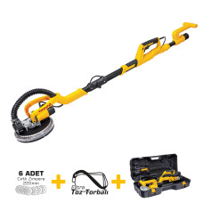 Mașină de Șlefuit Glet SGS PLUS SGS5200, 750W, Disc 225mm, 1000–1850 RPM, Sistem Aspirare Praf, Set 6 Discuri Inclus