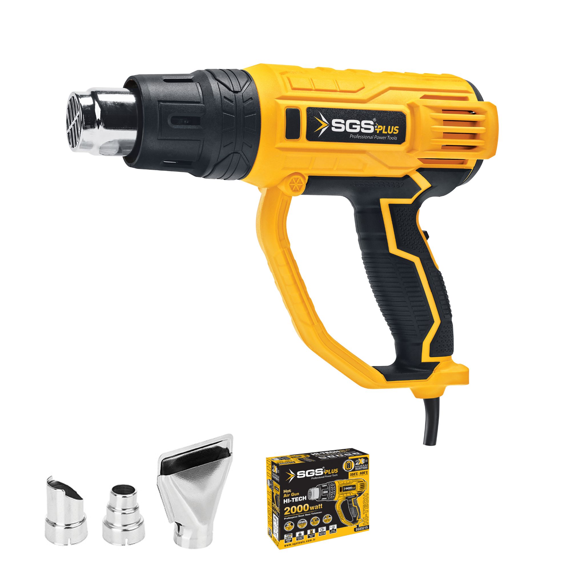 Pistol cu aer cald SGS, 2000W, 2 trepte de temperaturi 350 ℃ / 600 ℃, Viteza 300-500L / min