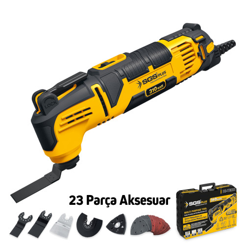 Set Multifuncțional SGS PLUS SGS5255 – Multi-Tool 310W, 23 Accesorii, Tăiere, Șlefuire, Răzuire, Viteză Reglabilă
