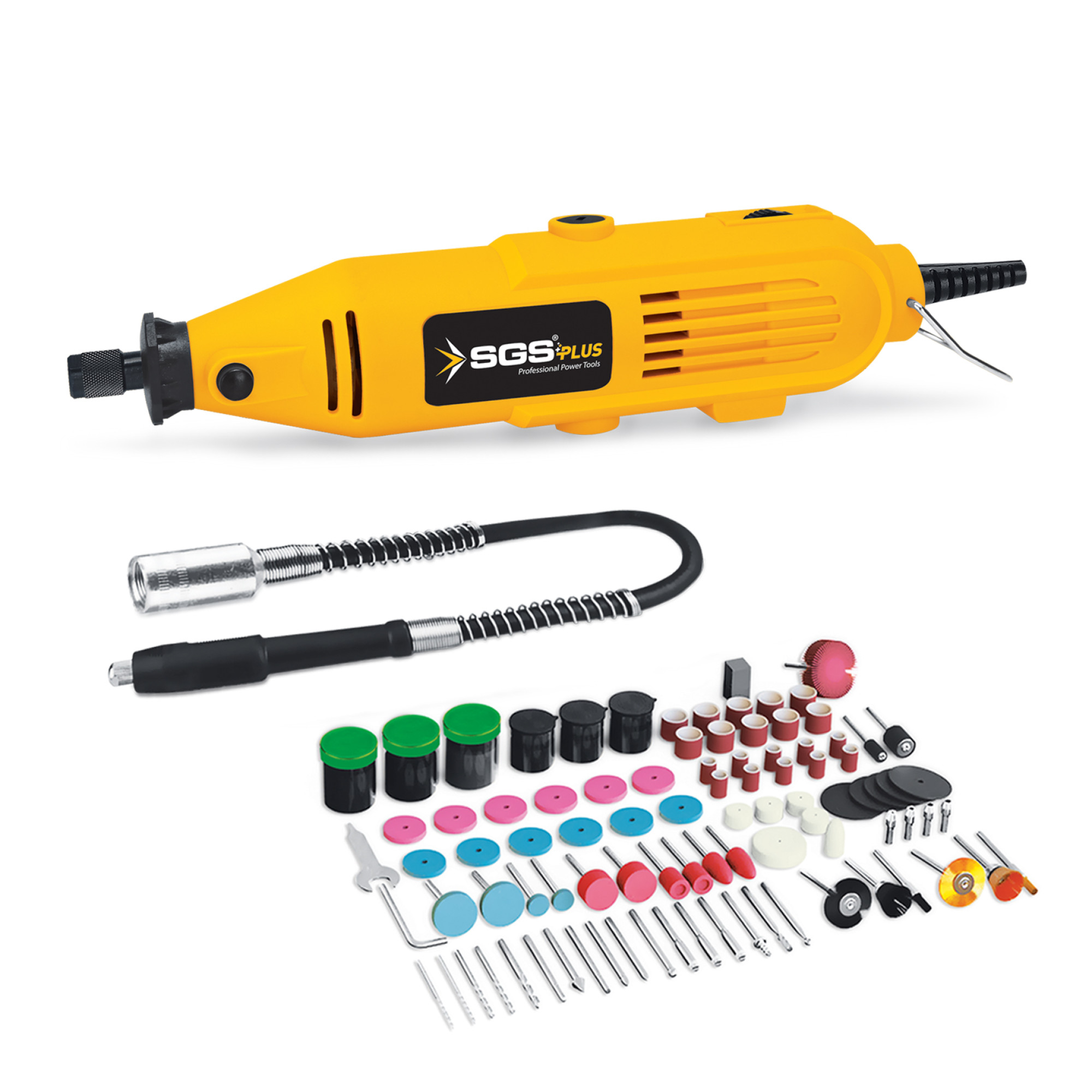 Set Gravură Electric (Dremel) SGS PLUS SGS5260 – 130W, 211 Accesorii, Mini Freză Multifuncțională, Viteză Reglabilă, Ax Flexibil