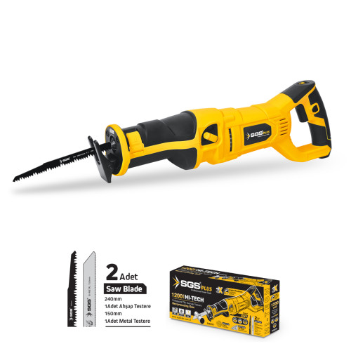 Fierăstrău sabie SGS PLUS 1200W, pendulare 3 trepte, LED, 2 lame incluse (lemn + metal), SGS5270