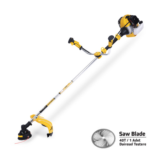 Motocoasă pe benzină SGS PLUS HI-TECH 52cc, motor 2 timpi, putere 1.6 kW, Tambur + disc metalic 40T, set complet