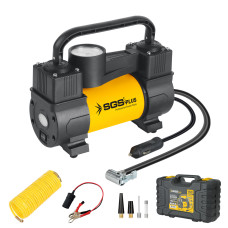 Compresor auto 12V SGS PLUS HI-TECH, 150 PSI, debit aer 60 l/min, cilindru dublu, cu manometru și LED