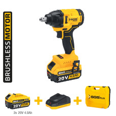 Mașină de înșurubat cu impact SGS X-TECH, 20V, 4.0Ah, 1/2”, 330Nm, 0-3300 bpm, Motor Brushless, 2 acumulatori, valiză transport