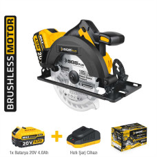 Mașină / Circular de tăiat lemn cu acumulator, 20V 4.0Ah, brushless, disc 185 mm, set complet, SGS