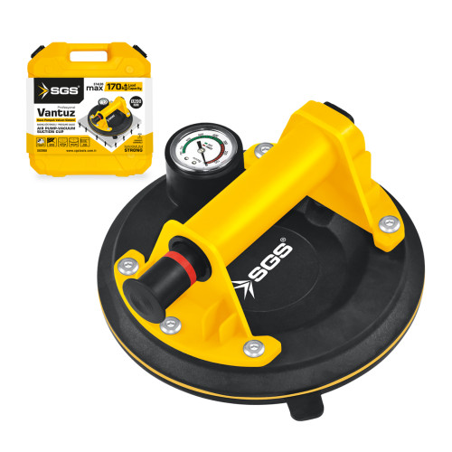Ventuză vacuum profesională cu pompă manuală și manometru Ø200 mm, 170 kg, SGS SGS958